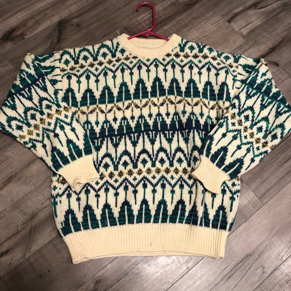 Vintage United Colors Of Benetton Italy Shetland wool pullover sweater - large